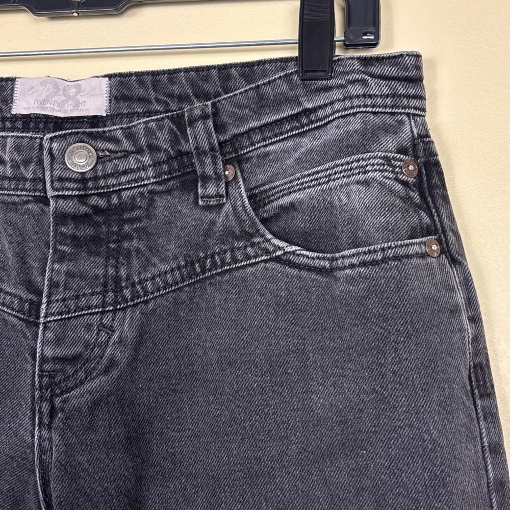 FREE PEOPLE We The Free Yoke Straight Leg Jeans Washed Black Women Size 28 Denim